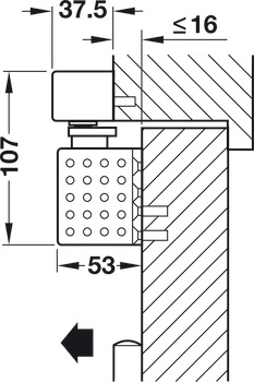 Bovenliggende deurdranger, TS 93B GSR-EMF 1G, in het Contur design, met glijrail, EN 2–5, Dorma