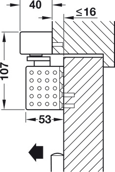 Bovenliggende deurdranger, TS 93B EMR in het Contur design, met glijrail, EN 2-5, Dorma