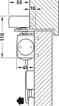 Bovenliggende deurdranger, garnituur TS 5000 RFS, EN 3–6, met glijrail, Geze