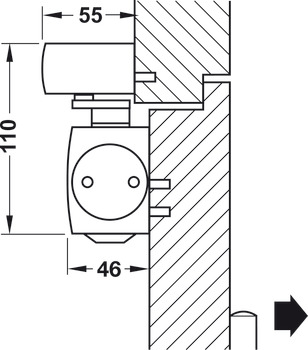 deurdranger, Geze TS 5000 L-R, met elektromechanische vastzetting en centrale rookschakelaarunit, standaardmontage aan dagzijde, EN 2-6