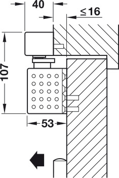 Bovenliggende deurdranger, TS 93 B EMF in Contur design, met glijrail en elektromechanische vastzetting, EN 2–5, Dorma