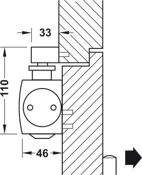 Bovenliggende deurdranger, TS 5000 L ECline, normale montage op dagzijde, EN 3–5, Geze