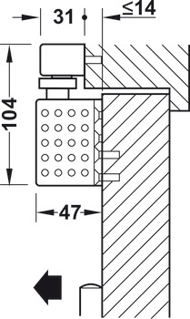 Bovenliggende deurdranger, TS 92 B Basic in Contur design, met glijrail, EN 1–4, Dorma