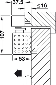 Bovenliggende deurdranger, TS 93 B, met glijrail en behuizing-set
