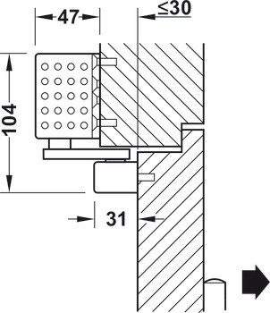 Bovenliggende deurdranger, TS 92 B Basic in Contur design, met glijrail, EN 1–4, Dorma
