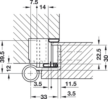 Scharnier voor utiliteitsbouw, Simonswerk VX 7939/100 FD, voor geluidsisolerende opdekdeuren tot 100 kg