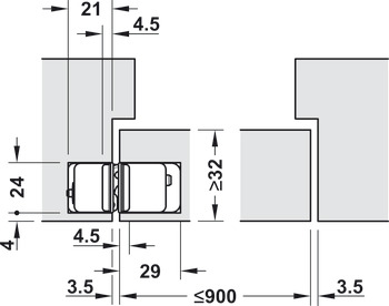 Deurpaumellen, Startec H12 S, inbouwdeurscharnier, voor stompe deuren (binnen)