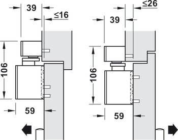 Bovenliggende deurdranger, Dorma TS 98 XEA, met glijrail en elektromechanische vastzetting, EN 1–6