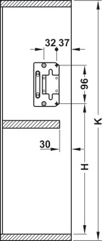 Klep-vouwbeslag, Häfele E-Senso (elektrisch), voor tweedelig kleppen met verdeling 1:1