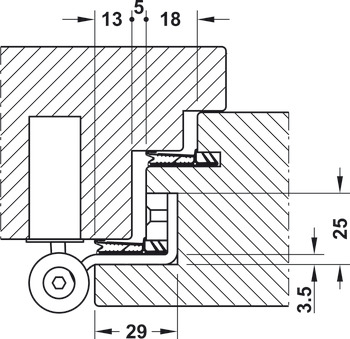 Infreesscharnier, Anuba Duplex 321-3D-TL, voor huisdeuren met opdek tot 110/160 kg