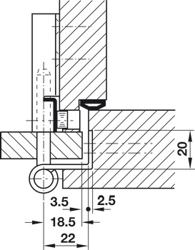 Stiftpaumelle-kozijndeel, Simonswerk V 4400 WF, voor binnendeuren met en zonder opdek tot 70/80 kg
