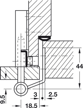 Stiftpaumelle-kozijndeel, Simonswerk V 4400 WF, voor binnendeuren met en zonder opdek tot 70/80 kg