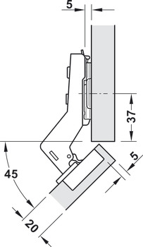 Potscharnier, Häfele Metalla 310 A/SM, voor houten deuren