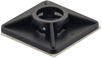 Lijm-/schroefsokkel, voor kabelbinder, kunststof (ABS), zwart