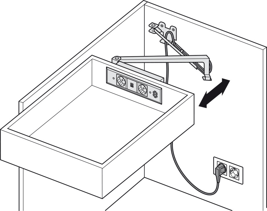 Stopcontactelement, stopcontact met dubbele USB-oplader, voor laden – HÄFELE